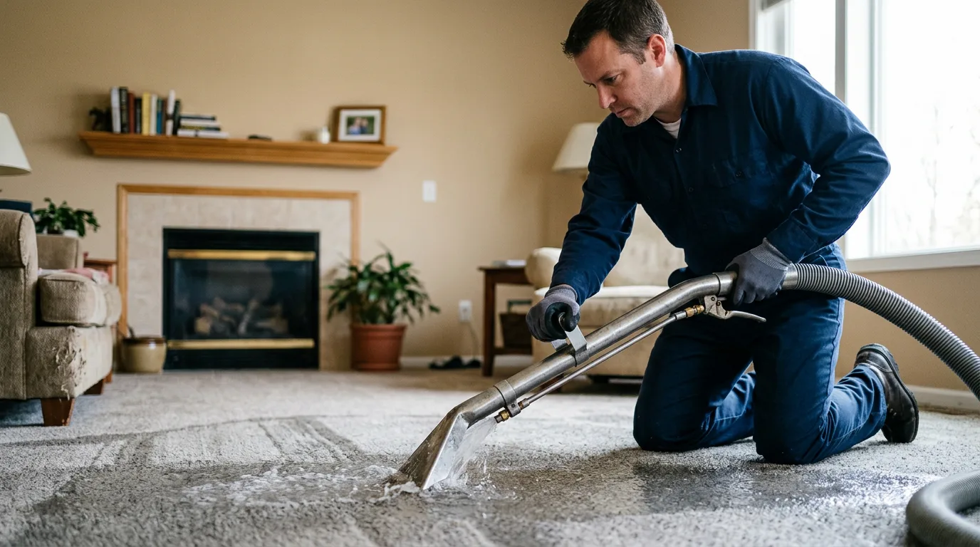 Water damage restoration technician working near Pell Lake, WI